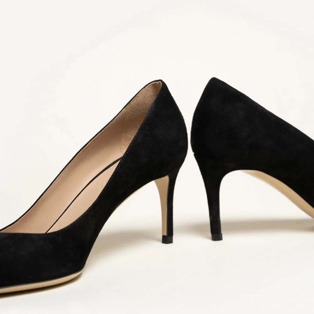 M. Gemi The Esatto 70mm Black Suede Leather Stiletto Heels Size EU 37